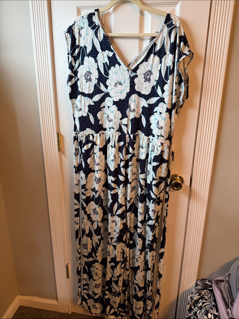 LOFT Navy Floral Wrap Romper Jumpsuit